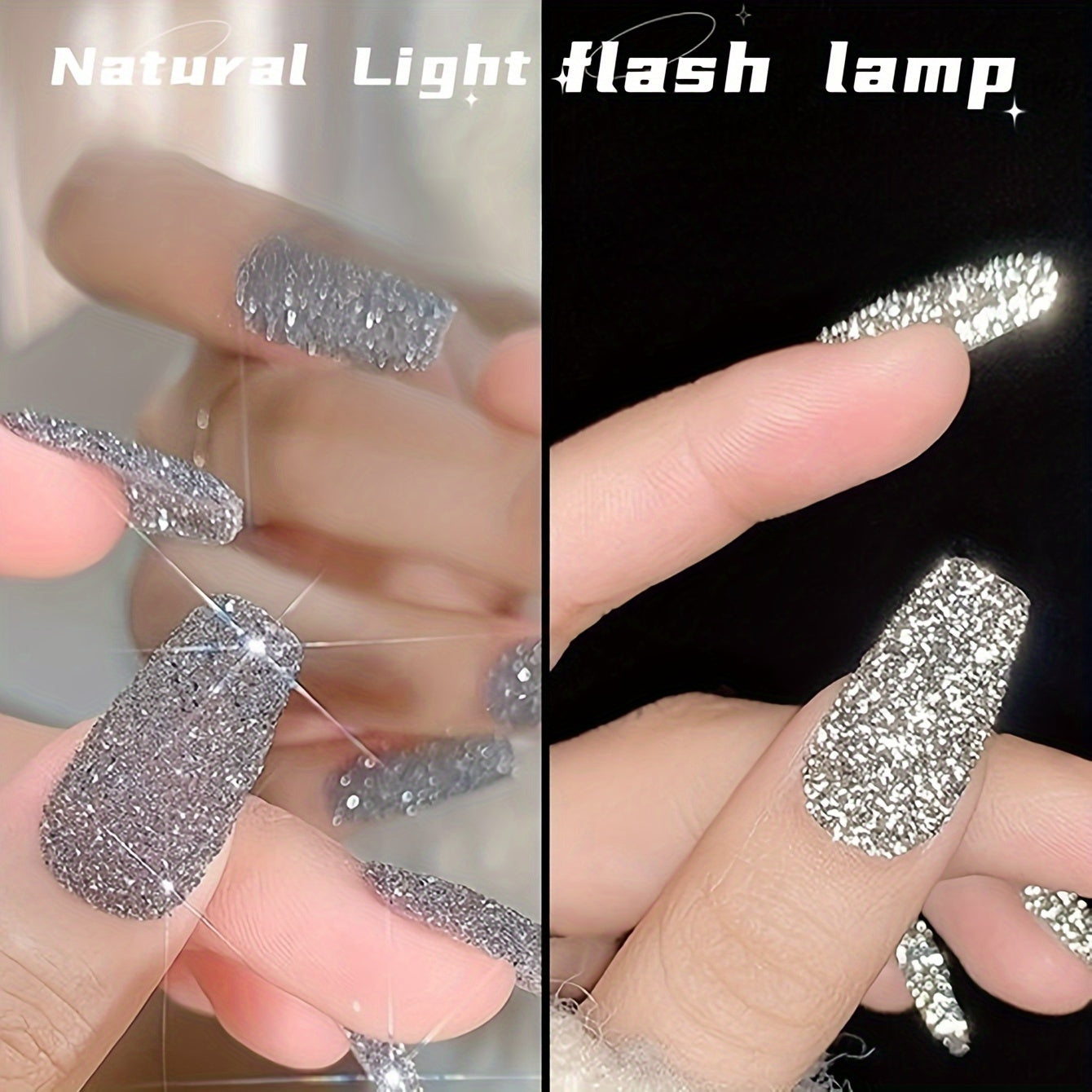 A Box of Tiny Silvery Triangular 3D Glittering Rhinestones, Perfect for Parties, Nightclubs, Music Festivals, And Vacation Nail Art Accessories.